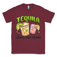 Burgundy tequila cheaper than therapy Classic Tee - MaliasSmallBusiness