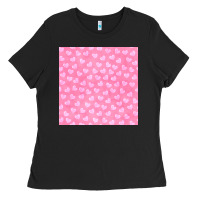 Black valentines day heart seamless pattern Ladies Tee - BundleAndBundleShop