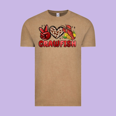 Peace Love Crawfish Vintage Tee Designed By Maliassmallbusiness