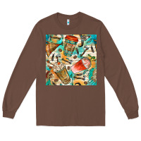 Chestnut western indian coffee cups with aztec seamless pattern bbs Long Sleeve Tee - BundleAndBundleShop
