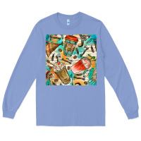 Colony Blue western indian coffee cups with aztec seamless pattern bbs Long Sleeve Tee - BundleAndBundleShop