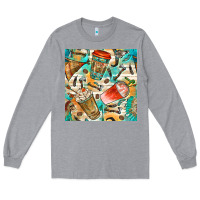 Heather Grey western indian coffee cups with aztec seamless pattern bbs Long Sleeve Tee - BundleAndBundleShop