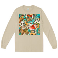 Mushroom western indian coffee cups with aztec seamless pattern bbs Long Sleeve Tee - BundleAndBundleShop