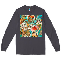 Smoke western indian coffee cups with aztec seamless pattern bbs Long Sleeve Tee - BundleAndBundleShop