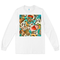 White western indian coffee cups with aztec seamless pattern bbs Long Sleeve Tee - BundleAndBundleShop