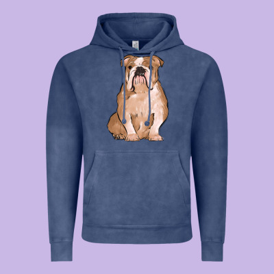 Bulldog Vintage Hoodie Designed By Maliassmallbusiness