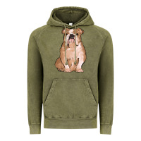 Vintage Olive bulldog Vintage Hoodie - MaliasSmallBusiness