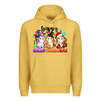 Antique Gold happy hallothanksmas unicorn Premium Hoodie - CowGirlArtShop