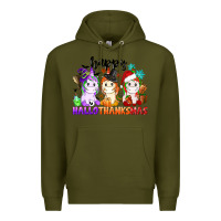 Army Green happy hallothanksmas unicorn Premium Hoodie - CowGirlArtShop