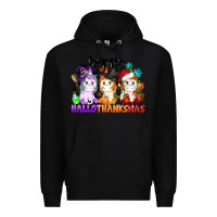 Black happy hallothanksmas unicorn Premium Hoodie - CowGirlArtShop