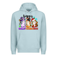 Blue Mist happy hallothanksmas unicorn Premium Hoodie - CowGirlArtShop