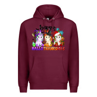 Burgundy happy hallothanksmas unicorn Premium Hoodie - CowGirlArtShop