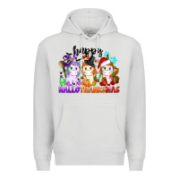 Dove Grey happy hallothanksmas unicorn Premium Hoodie - CowGirlArtShop