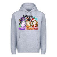 Heather Grey happy hallothanksmas unicorn Premium Hoodie - CowGirlArtShop