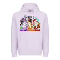 Lilac happy hallothanksmas unicorn Premium Hoodie - CowGirlArtShop