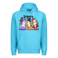 Ocean Blue happy hallothanksmas unicorn Premium Hoodie - CowGirlArtShop