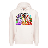 Pale Pink happy hallothanksmas unicorn Premium Hoodie - CowGirlArtShop