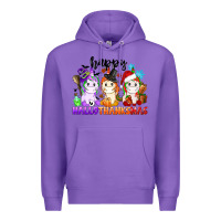 Purple happy hallothanksmas unicorn Premium Hoodie - CowGirlArtShop
