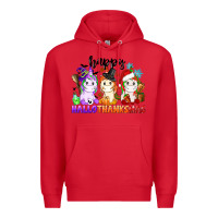 Red happy hallothanksmas unicorn Premium Hoodie - CowGirlArtShop