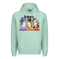 Seafoam happy hallothanksmas unicorn Premium Hoodie - CowGirlArtShop