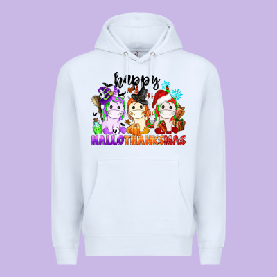 Happy Hallothanksmas Unicorn Premium Hoodie Designed By Cowgirlartshop