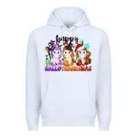 White happy hallothanksmas unicorn Premium Hoodie - CowGirlArtShop