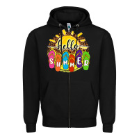 Black hello summer with flip flops Zipper Hoodie - NancyCooperArtShop