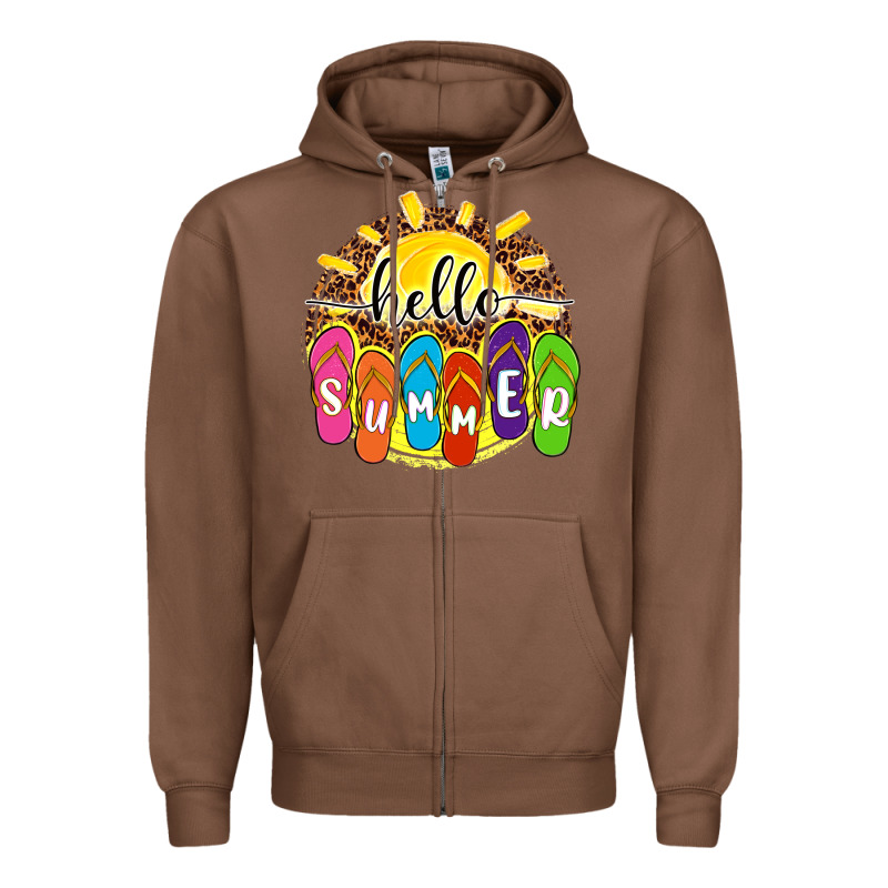 Hello Summer With Flip Flops Zipper Hoodie by NancyCooperArtShop | Teevron