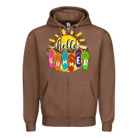 Chestnut hello summer with flip flops Zipper Hoodie - NancyCooperArtShop