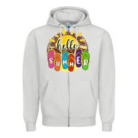 Dove Grey hello summer with flip flops Zipper Hoodie - NancyCooperArtShop
