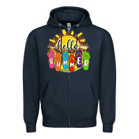 Navy hello summer with flip flops Zipper Hoodie - NancyCooperArtShop