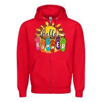 Red hello summer with flip flops Zipper Hoodie - NancyCooperArtShop