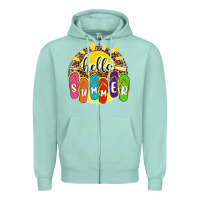 Seafoam hello summer with flip flops Zipper Hoodie - NancyCooperArtShop