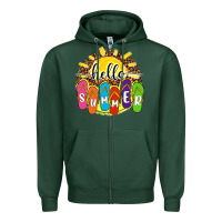 Sports Green hello summer with flip flops Zipper Hoodie - NancyCooperArtShop