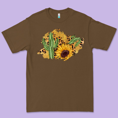 Cactus Leopard Sunflower Glitter  Patch Premium Tee Designed By Adodesignshop