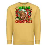 Antique Gold merry christmas cow Premium Sweatshirt - CowGirlArtShop