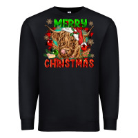 Black merry christmas cow Premium Sweatshirt - CowGirlArtShop