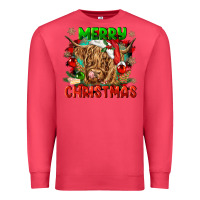 Cardinal merry christmas cow Premium Sweatshirt - CowGirlArtShop