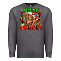 Charcoal Heather merry christmas cow Premium Sweatshirt - CowGirlArtShop