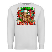 Dove Grey merry christmas cow Premium Sweatshirt - CowGirlArtShop