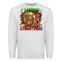 Oatmeal Heather merry christmas cow Premium Sweatshirt - CowGirlArtShop