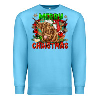 Ocean Blue merry christmas cow Premium Sweatshirt - CowGirlArtShop