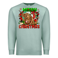 Seafoam merry christmas cow Premium Sweatshirt - CowGirlArtShop