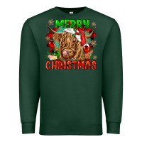 Sports Green merry christmas cow Premium Sweatshirt - CowGirlArtShop