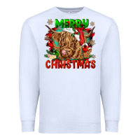 White merry christmas cow Premium Sweatshirt - CowGirlArtShop