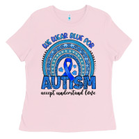 Bubblegum Pink we wear blue for autism accept understand love Ladies Tee - Artiststas