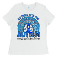 White we wear blue for autism accept understand love Ladies Tee - Artiststas