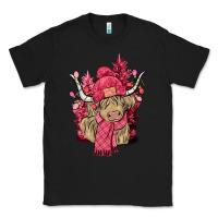 Black pink winter long haired cow Classic Tee - NancyCooperArtShop