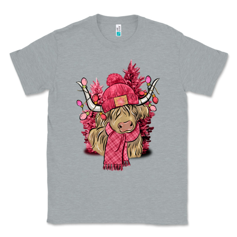 Pink Winter Long Haired Cow Classic Tee by NancyCooperArtShop | Teevron