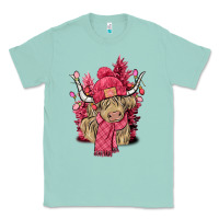 Seafoam pink winter long haired cow Classic Tee - NancyCooperArtShop